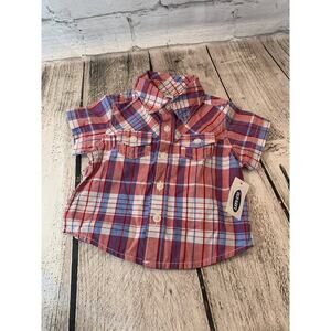 OLD NAVY Boy’s Plaid Short Sleeve Button Down Shirt / Size: 0-3 Months